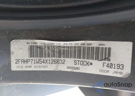 2004 Ford Crown Victoria Police из США, поврежденный, VIN 2FAHP71W54X126832